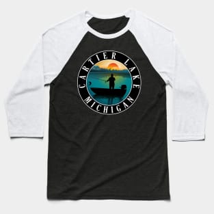 Cartier Lake Fishing Michigan Sunset Baseball T-Shirt